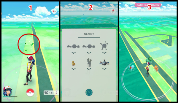 Пример интерфейса игры Pokemon Go